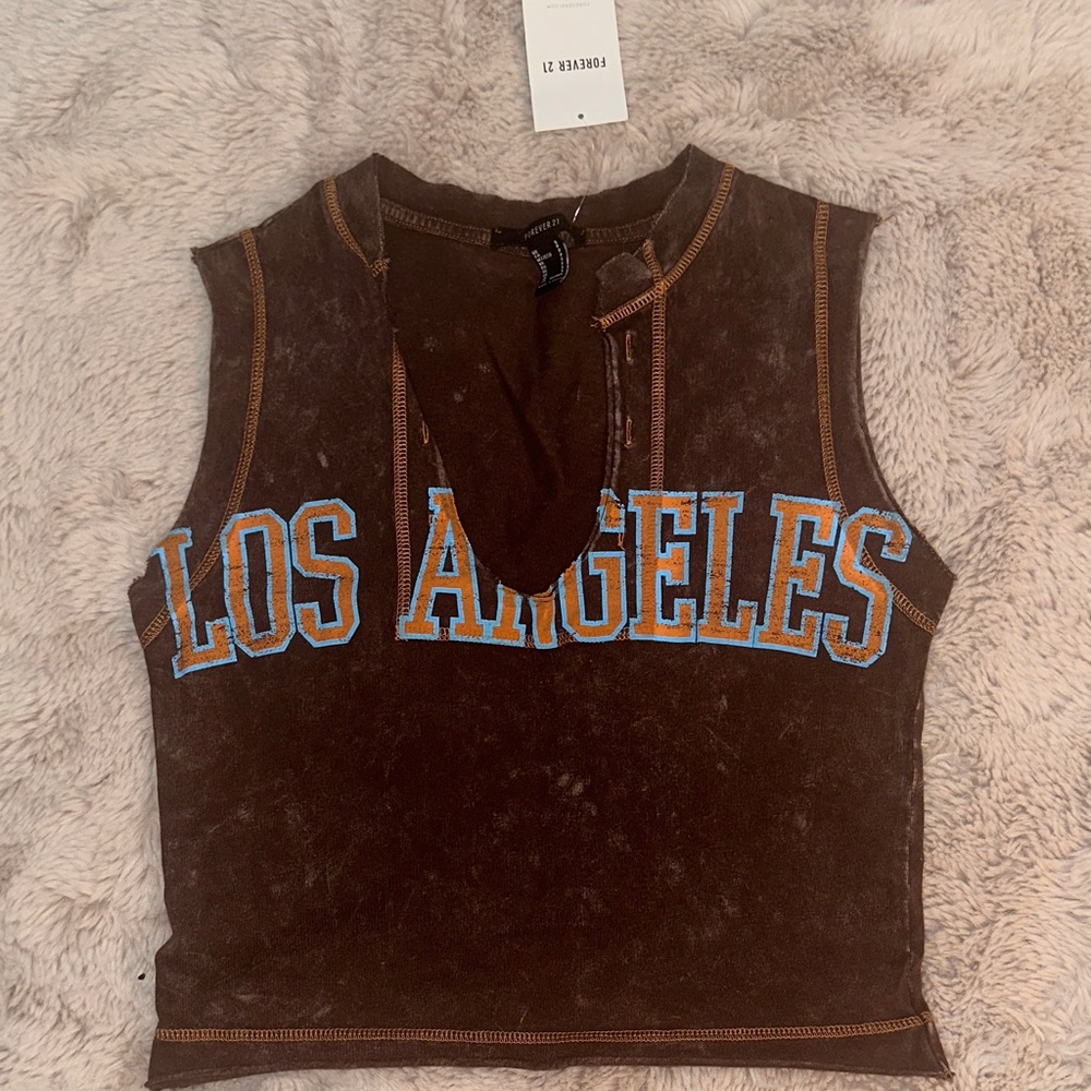 Forever 21 Los Angeles Dark Brown Sleeveless Top